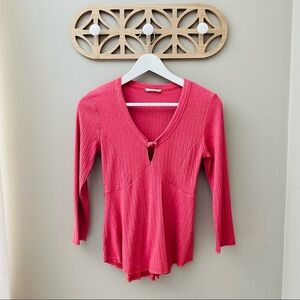 Altar'd State 3/4 Sleeve Blouse Pink Sz Medium